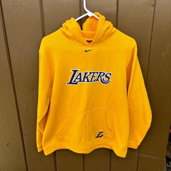 vintage nike lakers center swoosh hoodie Youth Size Large Center Check